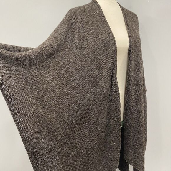 CHICO’S OS Brown Knit Wool Blend Ruana Shawl Wrap Casual Cocktail Lagenlook - Picture 5 of 16